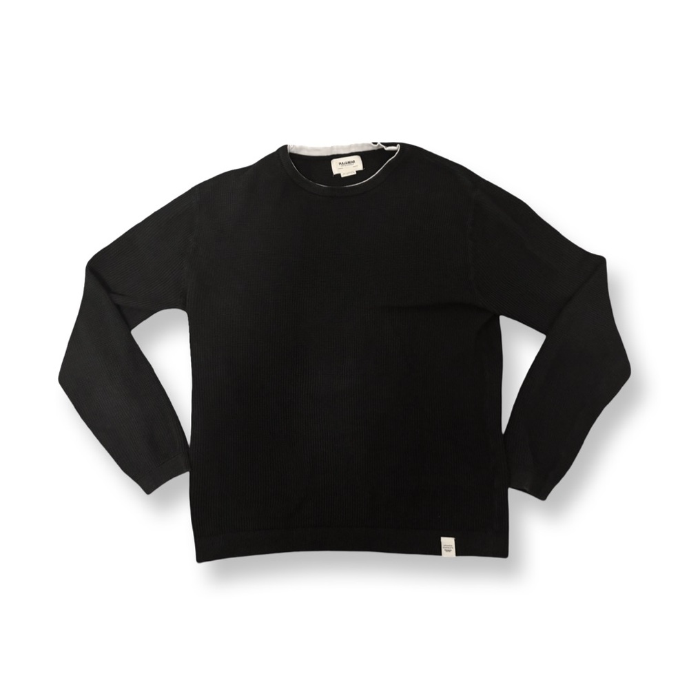 Pull&Bear Black Ribbed Crewneck Sweater